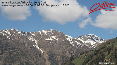 Webcam Innervillgraten - Blick Richtung Dorf, Villgrater Berge